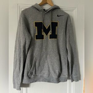 Nike Heather Gray Hoodie with Michigan Logo - Go Blue!